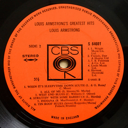Louis Armstrong : Louis Armstrong's Greatest Hits (LP, Comp)