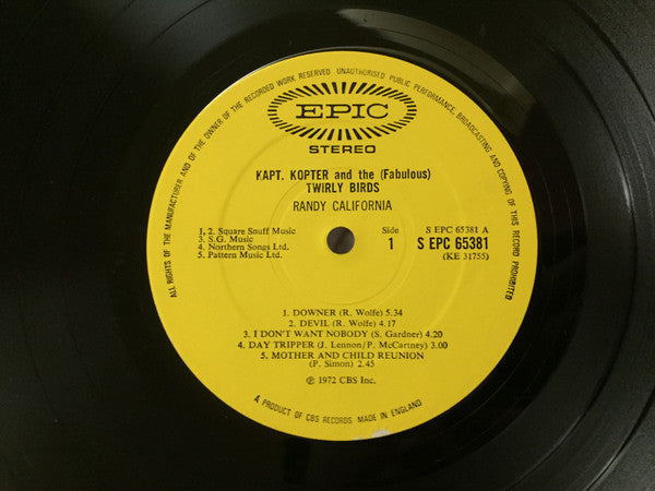Randy California : Kapt. Kopter And The (Fabulous) Twirly Birds (LP, Album)