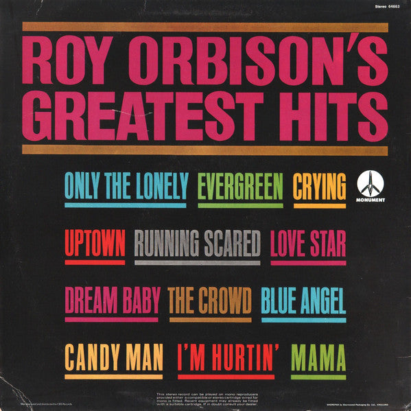 Roy Orbison : Roy Orbison's Greatest Hits (LP, Comp, RE)