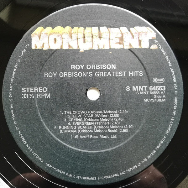 Roy Orbison : Roy Orbison's Greatest Hits (LP, Comp, RE)