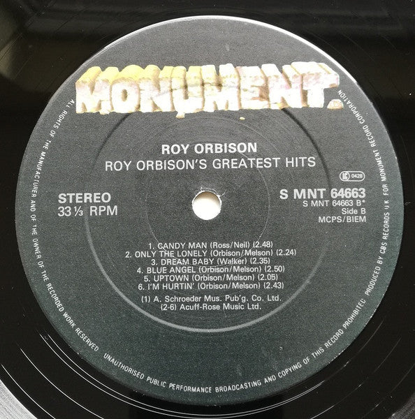 Roy Orbison : Roy Orbison's Greatest Hits (LP, Comp, RE)