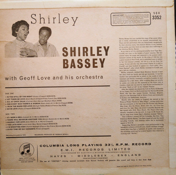Shirley Bassey : Shirley (LP, Album)