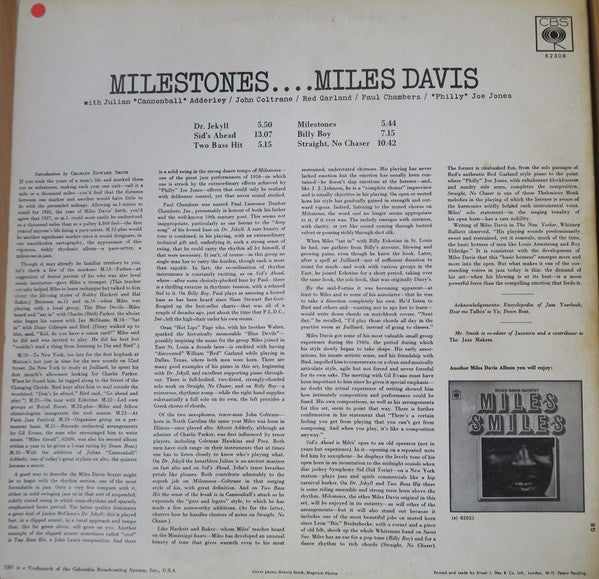 Miles Davis : Milestones (LP, Album, RE)