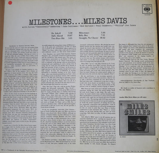 Miles Davis : Milestones (LP, Album, RE)