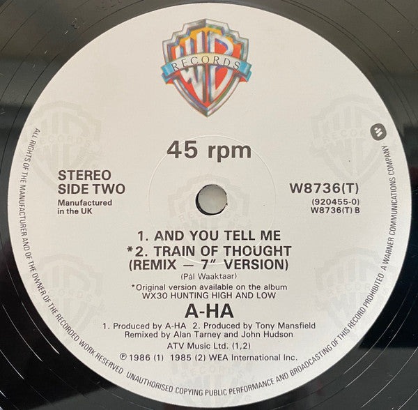 a-ha : Train Of Thought (12", Single, PRS)