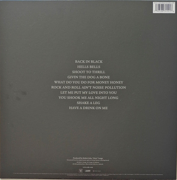 AC/DC : Back In Black (LP, Album, RE, RM, S/Edition, Gol)