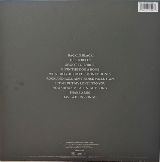 AC/DC : Back In Black (LP, Album, RE, RM, S/Edition, Gol)