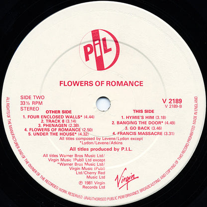 Public Image Limited : The Flowers Of Romance (LP, Album)