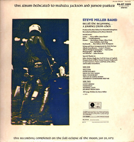 Steve Miller Band : Recall The Beginning...A Journey From Eden (LP, Album, Gat)