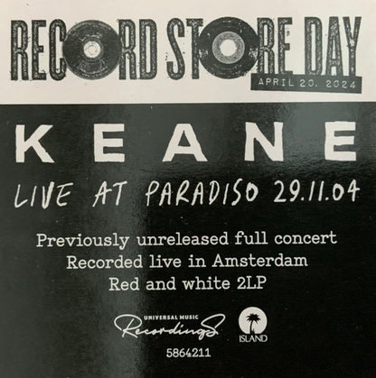 Keane : Live At Paradiso 29.11.04 (LP, Red + LP, Whi + RSD, Ltd)