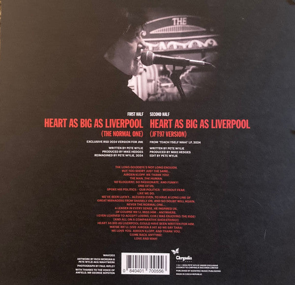 Pete Wylie & The Mighty Wah!* : Heart As Big As Liverpool  (7", Shape, RSD, Single, Ltd, Red)