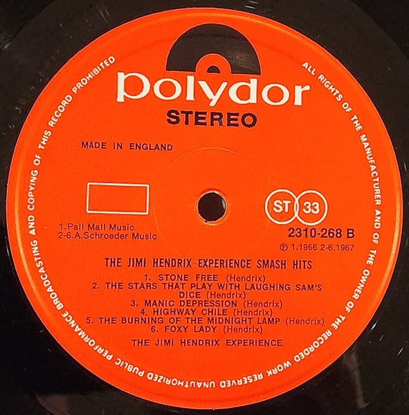 The Jimi Hendrix Experience : Smash Hits (LP, Comp)