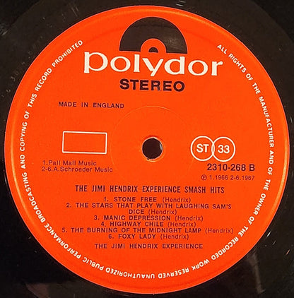 The Jimi Hendrix Experience : Smash Hits (LP, Comp)