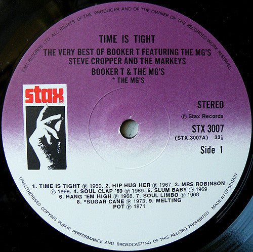 Booker T & The MG's Featuring The M.G.'s, Steve Cropper and The Mar-Keys : Time Is Tight - The Best Of Booker T (LP, Comp)