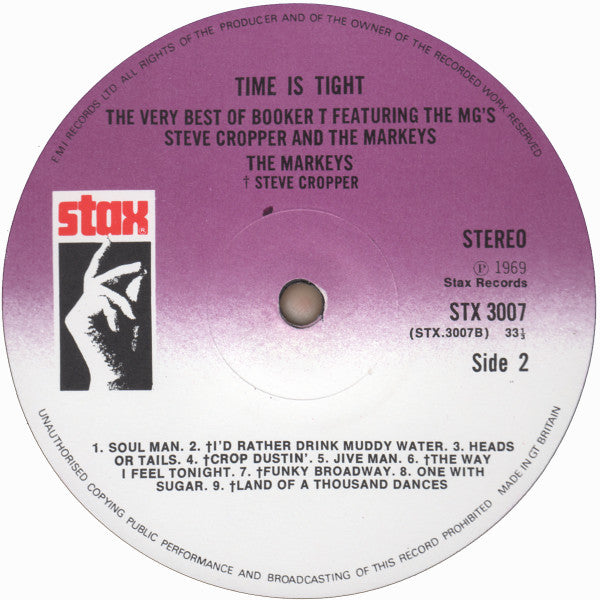 Booker T & The MG's Featuring The M.G.'s, Steve Cropper and The Mar-Keys : Time Is Tight - The Best Of Booker T (LP, Comp)