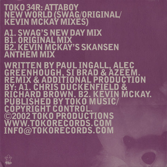 Attaboy : New World (Swag/Original/Kevin McKay Mixes) (12")