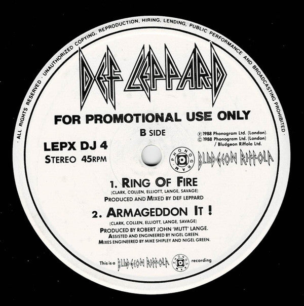 Def Leppard : Armageddon It! (The Nuclear Mix) (12", Maxi, Promo)