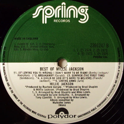 Millie Jackson : The Best Of Millie Jackson (LP, Comp, Mono)