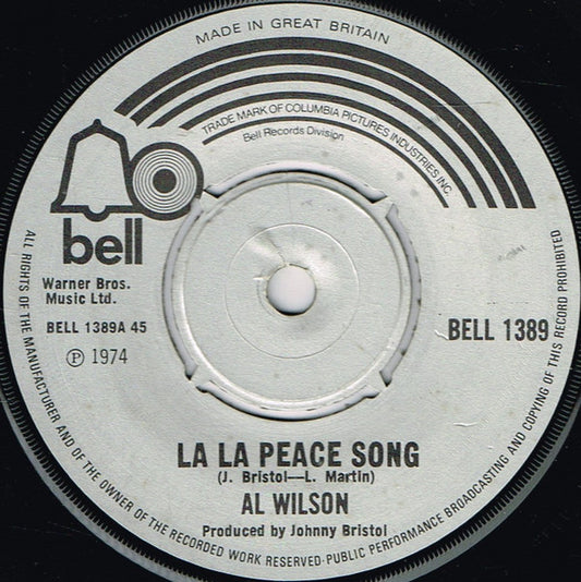 Al Wilson : La La Peace Song (7", Single)