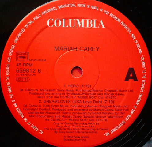 Mariah Carey : Hero (12", Single)