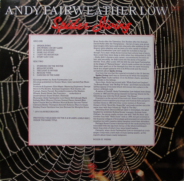 Andy Fairweather-Low : Spider Jiving (LP, Album, RE)