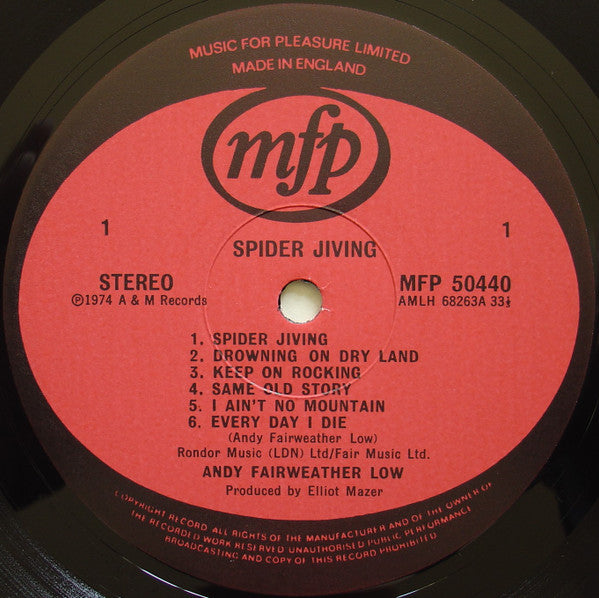 Andy Fairweather-Low : Spider Jiving (LP, Album, RE)