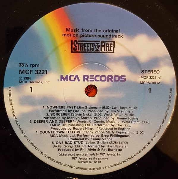 Various : Streets Of Fire (Music From The Original Motion Picture Soundtrack) (LP, Album)