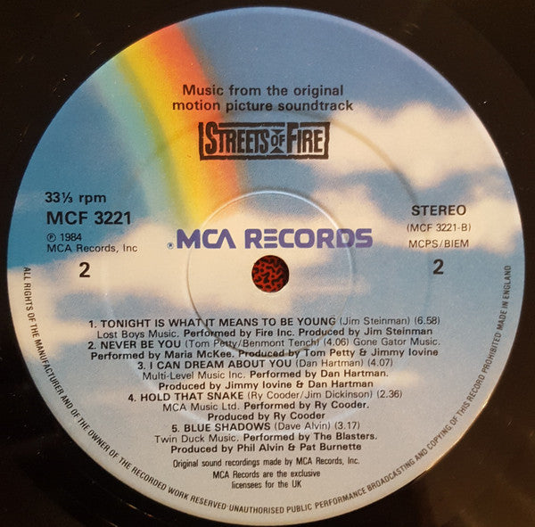 Various : Streets Of Fire (Music From The Original Motion Picture Soundtrack) (LP, Album)