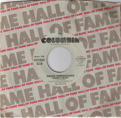 Bruce Springsteen : Hungry Heart / Fade Away (7", Single, RE, Styrene, Car)