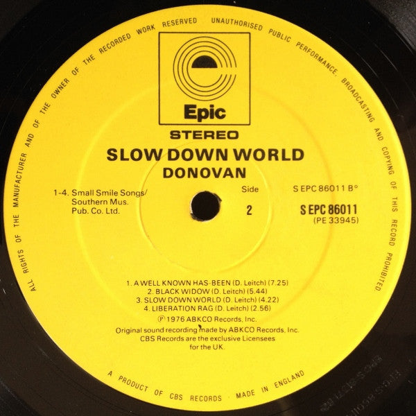 Donovan : Slow Down World (LP, Album)