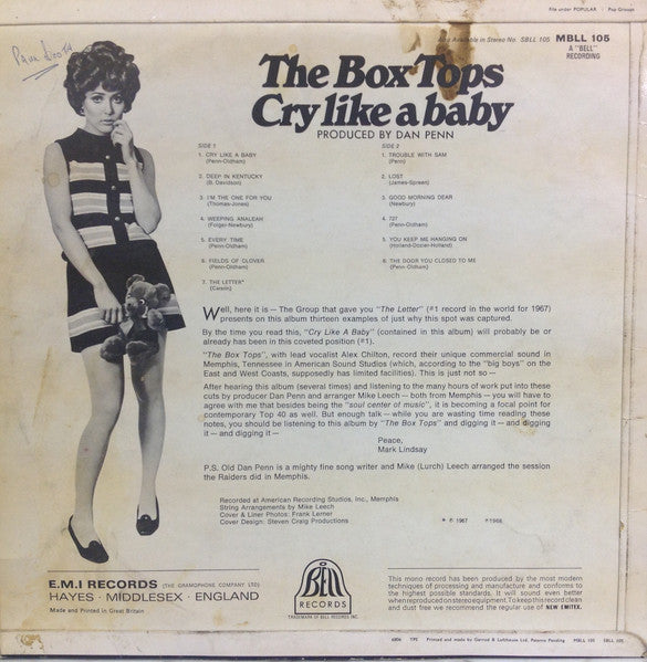 Box Tops : Cry Like A Baby (LP, Album, Mono)