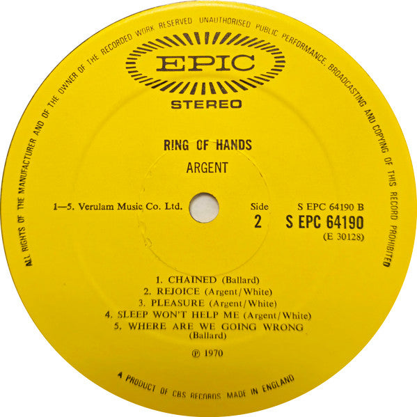 Argent : Ring Of Hands (LP, Album, Gat)