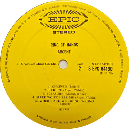 Argent : Ring Of Hands (LP, Album, Gat)