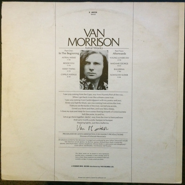 Van Morrison : Astral Weeks (LP, Album, RP)