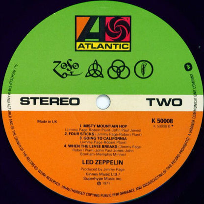 Led Zeppelin : Untitled (LP, Album, RE, Gat)