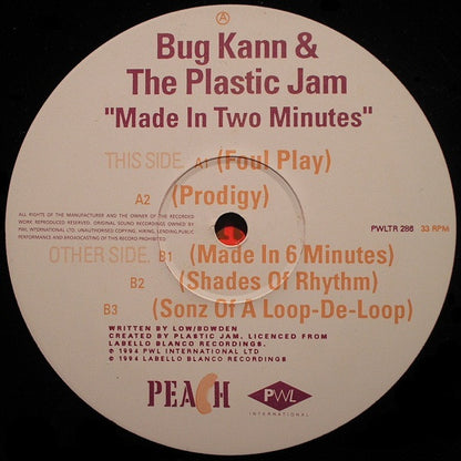 Bug Kann And The Plastic Jam* : Made In Two Minutes (Foul Play / Prodigy / Shades Of Rhythm & Sonz Of A Loop-De-Loop Mixes) (12")