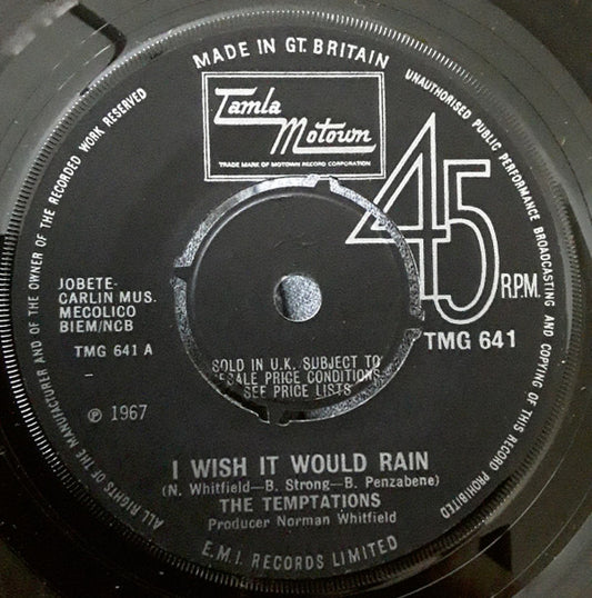 The Temptations : I Wish It Would Rain (7", 4-P)