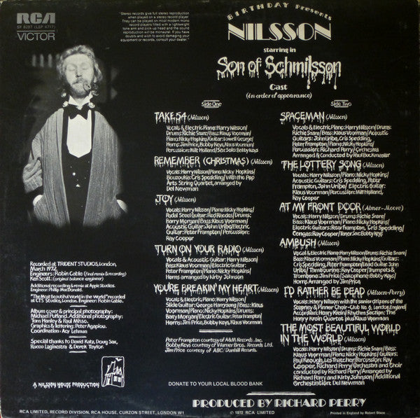 Nilsson* : Son Of Schmilsson (LP, Album, Gat)