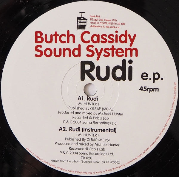 The Butch Cassidy Sound System : Rudi E.P. (12", EP)