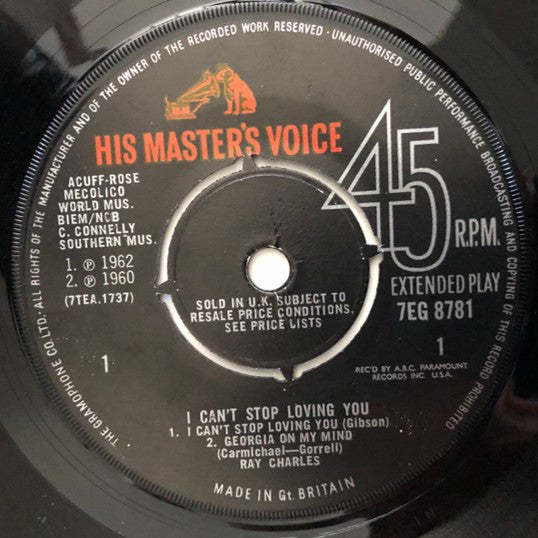 Ray Charles : I Can't Stop Loving You (7", EP)