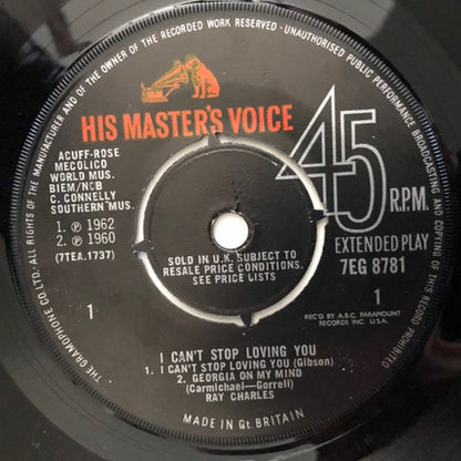 Ray Charles : I Can't Stop Loving You (7", EP)