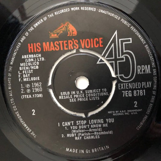 Ray Charles : I Can't Stop Loving You (7", EP)