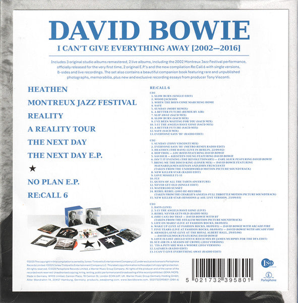 David Bowie : I Can't Give Everything Away [2002–2016] (CD, Album, RE, RM + 2xCD + CD, Album, RE, RM + 2xC)