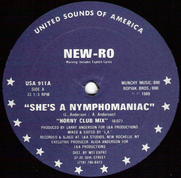 New-Ro : She's A Nymphomaniac (12", Blu)