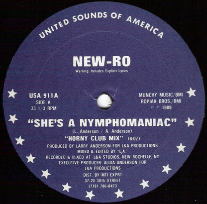 New-Ro : She's A Nymphomaniac (12", Blu)