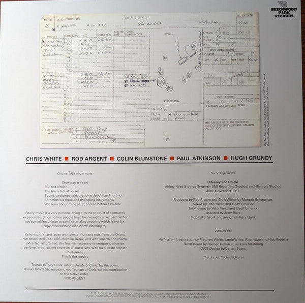 The Zombies : Odessey And Oracle (LP, Album, Mono, RE, RM)