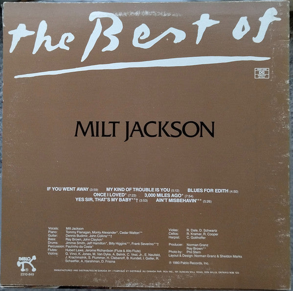 Milt Jackson : The Best Of Milt Jackson (LP, Comp)