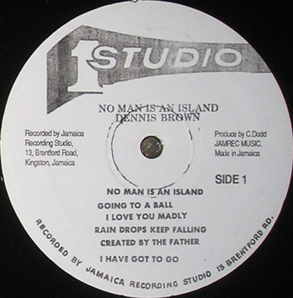 Dennis Brown : No Man Is An Island (LP, Album, RP)