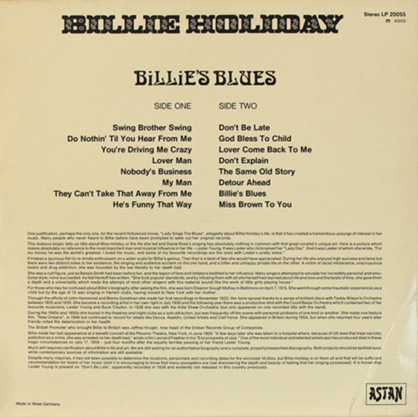 Billie Holiday : Billie's Blues (LP, Comp, RE)