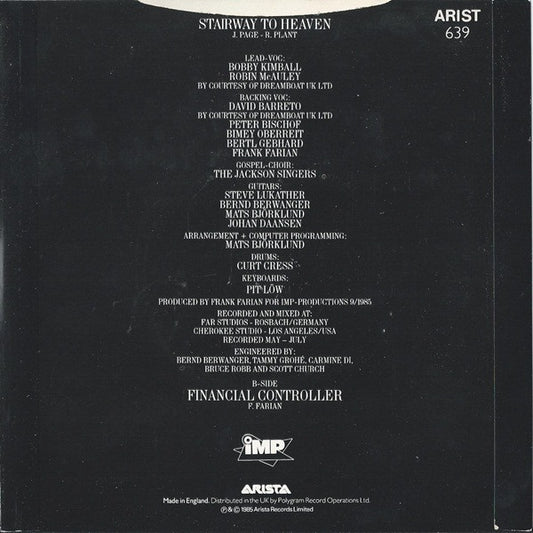 Far Corporation : Stairway To Heaven (7", Single, Blu)